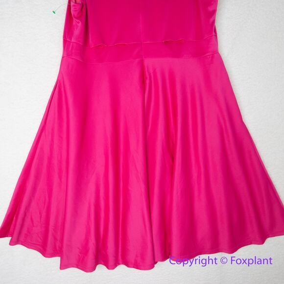 Hutch Barbiecore hot pink sleeveless fit and flare scuba dress, size 1X - Picture 11 of 16